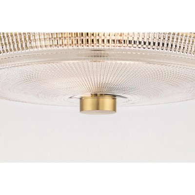 Aged Brass and Clear Glass 2-Light Flush Mount