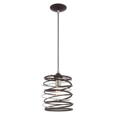 Bronze and Brushed Nickel Geometric Mini Pendant Light