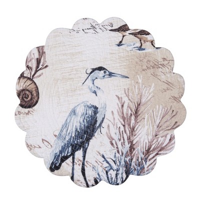 Brunswick Island Blue and Beige Cotton Round Placemats Set of 6