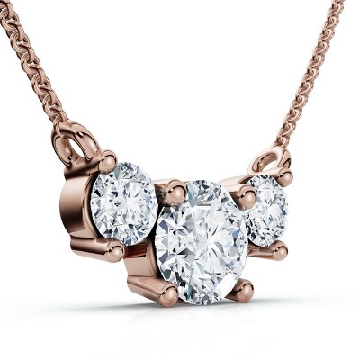 Pompeii3 1Ct Diamond 3-Stone Pendant Necklace 14k Gold Lab Created