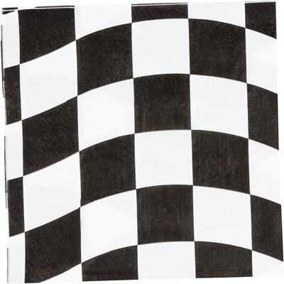 Blue Panda 150 Pack Car Race Checkered Flag Disposable Paper Napkin Party Supplies Kid Birthday 6.5"x6.5"