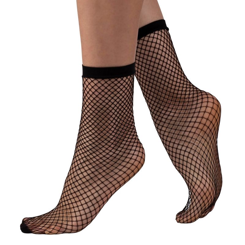 LECHERY Women's Micro Fishnet Socks (1 Pair) - Black, One Size Fits Most, 1 of 7