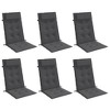 vidaXL Chair Cushion Outdoor High Back Chair Cushion Seat Pad Oxford Fabric - Anthracite 6 Pack - 3 of 4