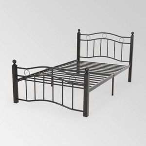 Twin Bouvardia Contemporary Iron Bed Black - Christopher Knight Home - 1 of 4