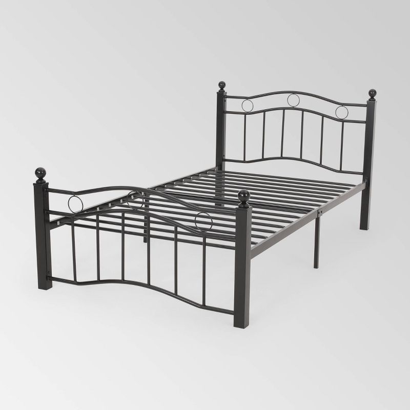 Twin Bouvardia Contemporary Iron Bed Black - Christopher Knight Home, 1 of 8