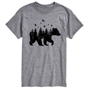 Men's - Instant Message - Forest Bear Silhouette with Birds Short Sleeve Graphic T-Shirt - 1 of 4