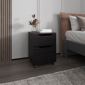 FM FURNITURE Newriver Nightstand with 1 Door and 1 Drawer , Wengue - 1 of 4