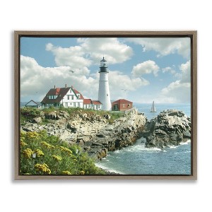 Stupell Industries Portland Lighthouse Peninsula Scene, 21" x 17" - 1 of 4
