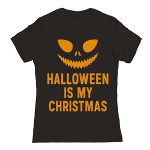 Rerun Island Women Halloween Is My Christmas Grin Short Sleeve Graphic Cotton T-Shirt - 1 of 4