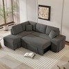 87.7" Convertible Pull Out Sleeper Sofa Bed with Storage Ottoman, 2 Stools, Wireless Charger and USB Ports 4M-ModernLuxe - 2 of 4
