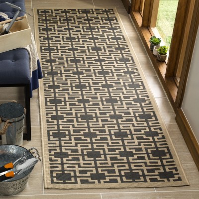 Anthracite and Beige Geometric Tufted Indoor/Outdoor Rug