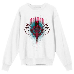Batman Bat Mask And Bat Wings Men's White Graphic Sweatshirt - 1 of 2