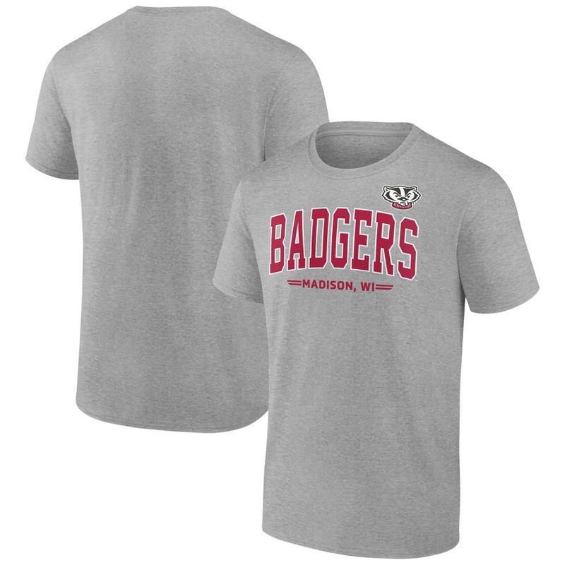 NCAA Wisconsin Badgers Men&#39;s Gray Bi-Blend T-Shirt, 1 of 4