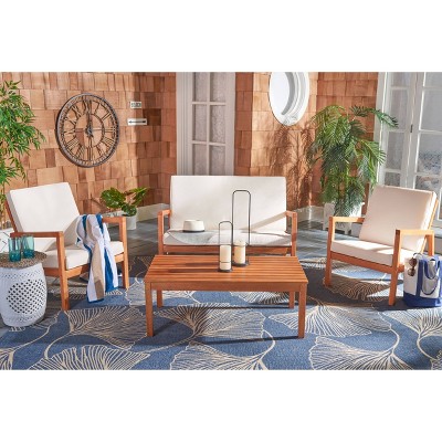 Larence 4pc Living Set - Natural/Beige - Safavieh