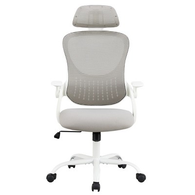 Mesh Breathable Backrest Office Chair, High Back-Adjustable Headrest With Lumbar Upport And Flip-Up Armrests Task Chair-Cuddlewood