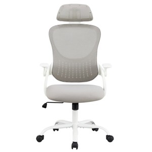 Mesh Breathable Backrest Office Chair, High Back-Adjustable Headrest With Lumbar Upport And Flip-Up Armrests Task Chair-Cuddlewood - 1 of 4