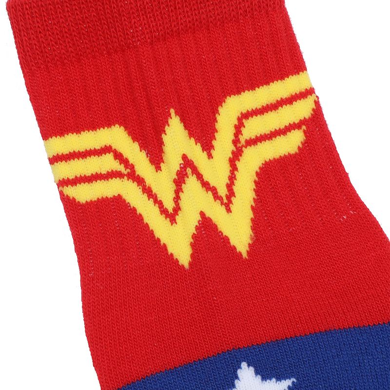 Wonder Woman Logo Red, White and Blue Athletic 3-Pack Quarter Crew Socks, 5 of 7