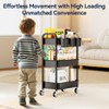 Itopfox 3-Tier Metal Rolling Cart with Wheels, Hanging Cups & Hooks, Heavy Duty Mesh Storage Organizer for Kitchen, Office, Craft - 2 of 4