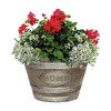 Classic Home and Garden Indoor/Outdoor Round Whiskey "Home" Resin Flower Pot Barrel Planter, Oak Brown, 15in - 4 of 4