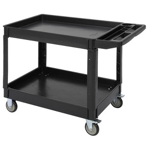 Service Cart 2-Shelf, Storage Handle, 500 LBS Capacity, for Warehouse/Garage/Cleaning/Manufacturing£¬45 in X25 in - 1 of 4