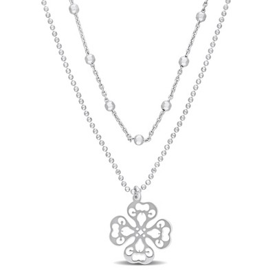 EVERLY JEWELRY | Sterling Silver 2-Strand Ball Bead Chain Necklace - 19 in