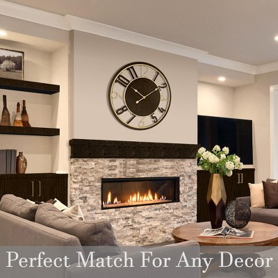 Sorbus 24" Brown Wooden Oversized Wall Clock