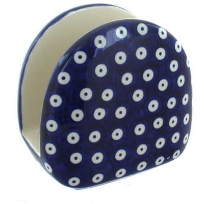 Blue Rose Polish Pottery Dots Napkin Holder