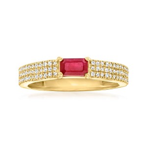 Ross-Simons 0.30 Carat Ruby and .25 ct. t.w. Diamond Ring in 14kt Yellow Gold - 1 of 4