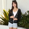 Anna-Kaci Women's Short Embroidered Lace Duster Crop Cardigan with Half Sleeves - 4 of 4