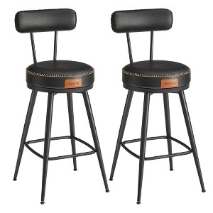 VASAGLE EKHO Collection - Bar Stools Set of 2, Counter Height Swivel Bar Stools with Back, Synthetic Leather with Stitching - 1 of 4