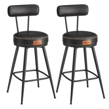 VASAGLE EKHO Collection - Bar Stools Set of 2, Counter Height Swivel Bar Stools with Back, Synthetic Leather with Stitching