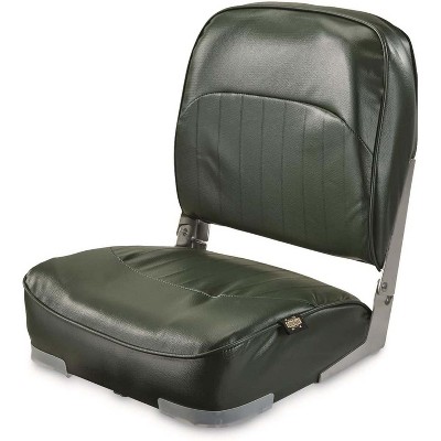 Guide Gear 28 Ounce Heavy Duty Marine Grade Vinyl Low Back Folding Boat Seat w/ UV Treated Compression Foam Padding & No Pinch Aluminum Hinges, Green
