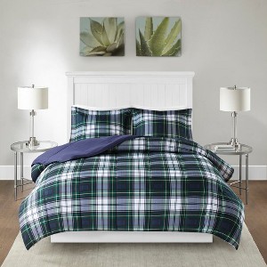 Sapphtopaz Bedding Comforter Set Quilt Set Scotchgard Down Alternative with Plaid Pattern - 1 of 4