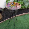 Alpine 18" Glass Birdbath with Colorful Flowers: Freestanding Garden Decor, Weather-Resistant - 2 of 4