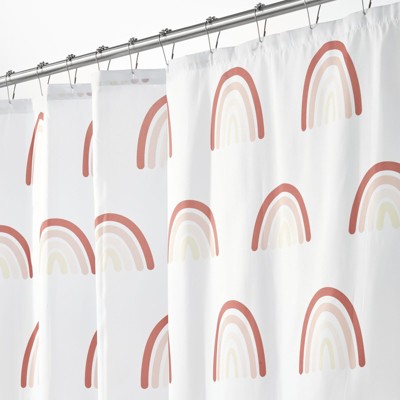 mDesign Fabric Shower Curtain, Rainbow Print