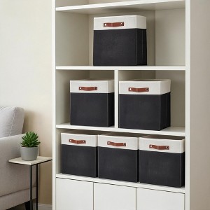 Garvee Set of 6 13x13 Foldable Linen Cube Storage Bins with