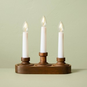 3ct 8"x7.8" Wood Christmas Window Flameless Candles - Hearth & Hand™ with Magnolia - 1 of 4