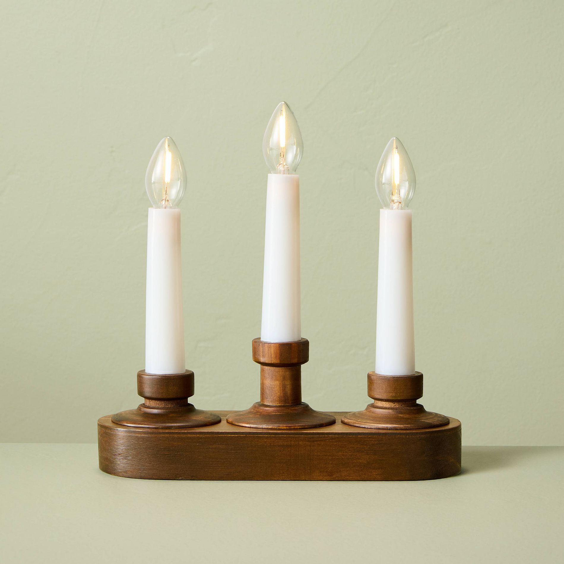 3ct 8"x7.8" Wood Christmas Window Flameless Candles - Hearth & Hand™ with Magnolia