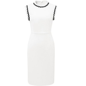 INSPIRE CHIC Women's Ruffled Sleeveless Mock Neck 2026 Color Block Office Sheath Midi Dresses - 1 of 4