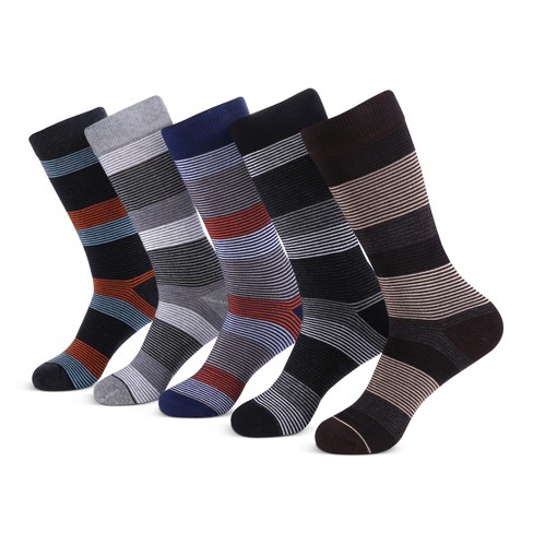 Mio Marino Genteel Striped Crew Socks 5 Pack - Genteel Striped , Size ...