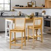 Saracina Home Rattan Back Counter Height Barstool Set Natural: Bohemian Style, Rubberwood Frame, Footrest - 2 of 4