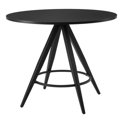 HomeRoots 37" Black Wood and Steel Round Top Dining Table