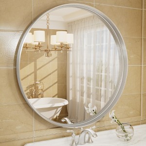 Apmir Round High Quality Aluminum Alloy Framed French Cleat Mounted Wall Decor Bathroom Vanity Mirror in matte black with 5-Year Warranty - 1 of 4