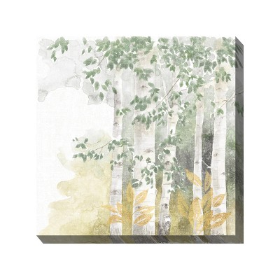 Cottage Garden West of The Wind Faint Breeze Green, Yellow, White 24 x 24 Inch Waterproof Gallery Wrapped Canvas, Outdoor Garden, Yard, Patio All