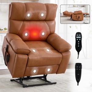 Oversized Power Lift Recliner Chair with Dual Motor and Infinite Position, Faux Leather Massage Recliner with Heat and Cup Holders-Koiai - 1 of 4