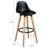 Costway Set of 2 Mid Century Barstool 28.5" Dining Pub Chair w/Leather Padded Seat Black - 2 of 4