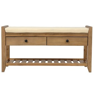 Multipurpose Entryway Storage Shoe Rack with Cushioned Seat and Drawers - 1 of 4