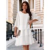 INSPIRE CHIC Women's Round Neck Semi Sheer 3/4 Bell Sleeve Asymmetrical Layered Tiered Midi Dress - 4 of 4