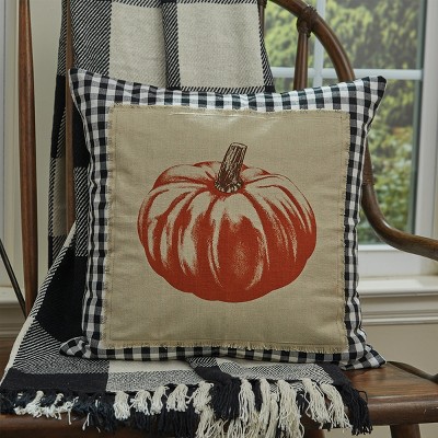 Black and White Checkerboard Pumpkin 20" Pillow Cover Set