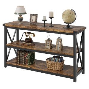 WhizMax 47.2" Narrow Metal Frame Entryway Table with Storage, 3 Tier Wood Sofa Table , Behind Couch Table for Living Room, Entryway - 1 of 4